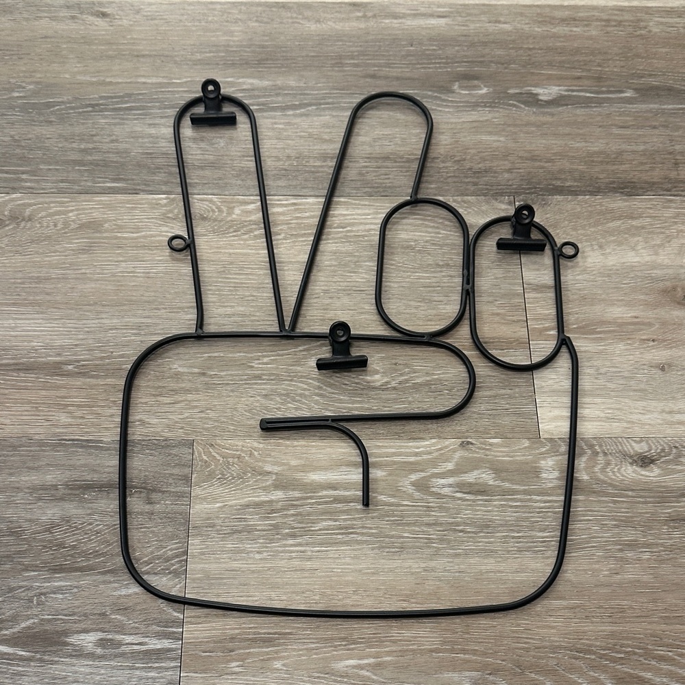Black Metal Peace Sign Wall Art with picture clips